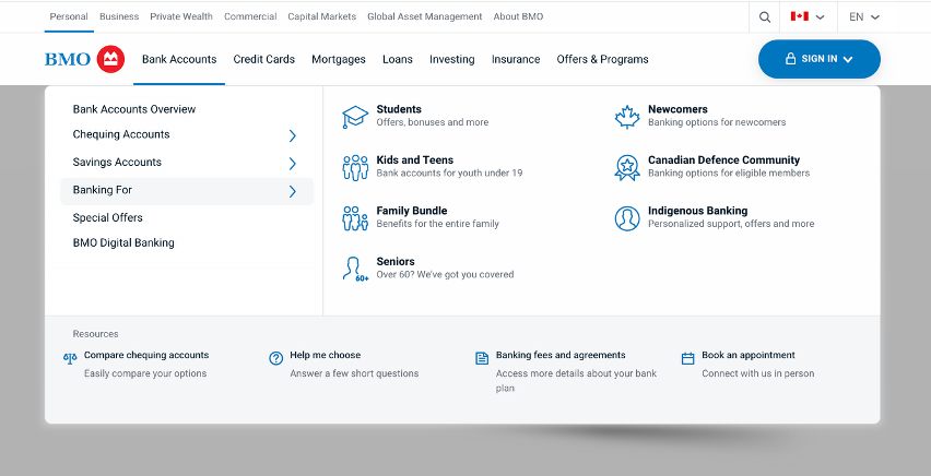 Simplified needs-based navigation IA