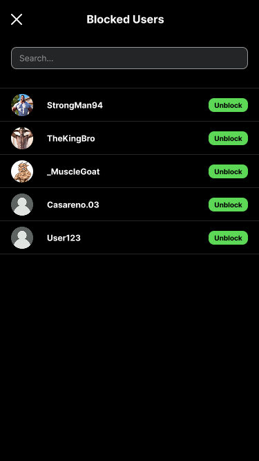 Brotherize blocked users screen
