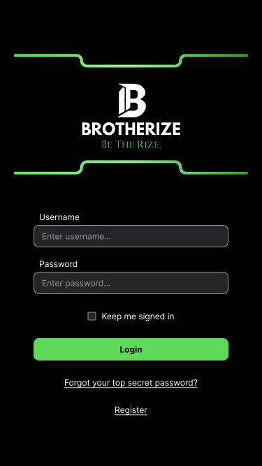 Brotherize login screen