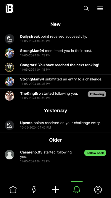 Brotherize notifications screen