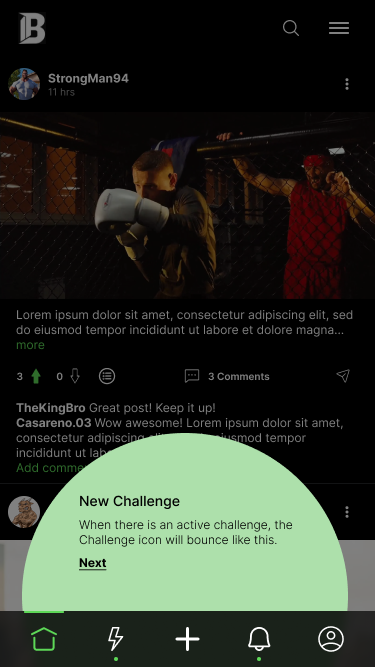 Onboarding step introducing the challenges icon