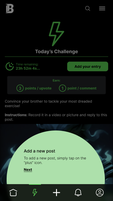 Onboarding step introducing the add post button