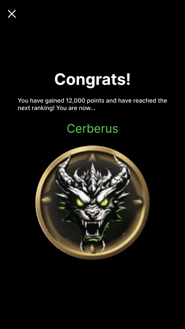 Brotherize rank-up celebration screen