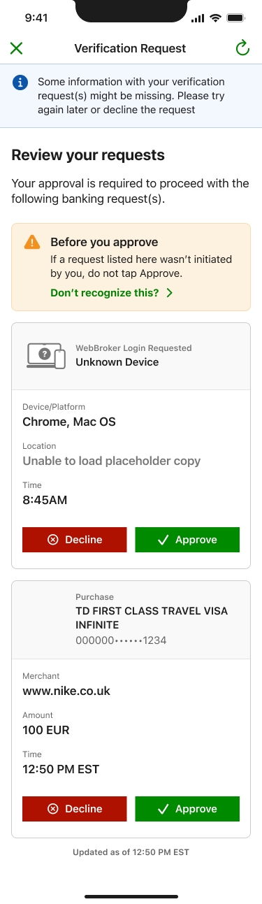 Degraded state with an Unknown Device label when request data is incomplete